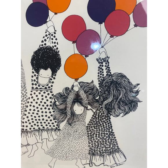 Vintage Julie Corsover Flying Balloons Framed Print Lithograph Replica - Picture 2 of 6